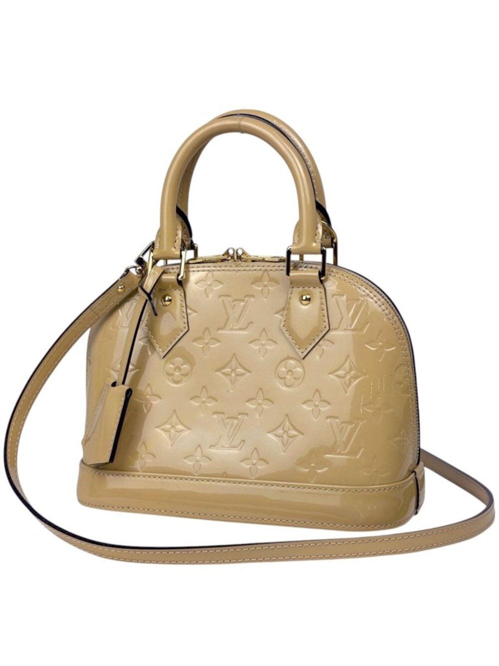 Louis Vuitton Alma BB Handbag Patent 2-Way Monogram Vernis Beige